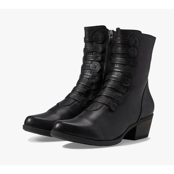 Spring Step Garibaldi Booties Black Leather Size 7.5/8 US NIB Polished Classy - Picture 1 of 13